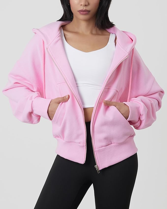 GIVON Cropped Hoodies for Women Loose Fit Crop Sweatshirts Jackets Fall Outfits Winter Clothes