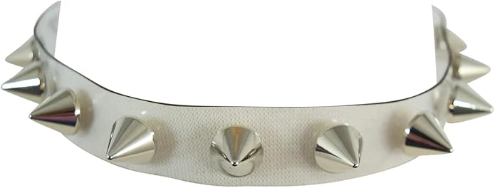 Transparent tinted color vinyl Silver-tone Alloy metal Spiked Collar Choker Necklace