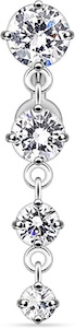 Forbidden Body Jewelry 14G Belly Button Rings Dangle 316l Surgical Steel Belly Ring with Casacade of Clear Gems
